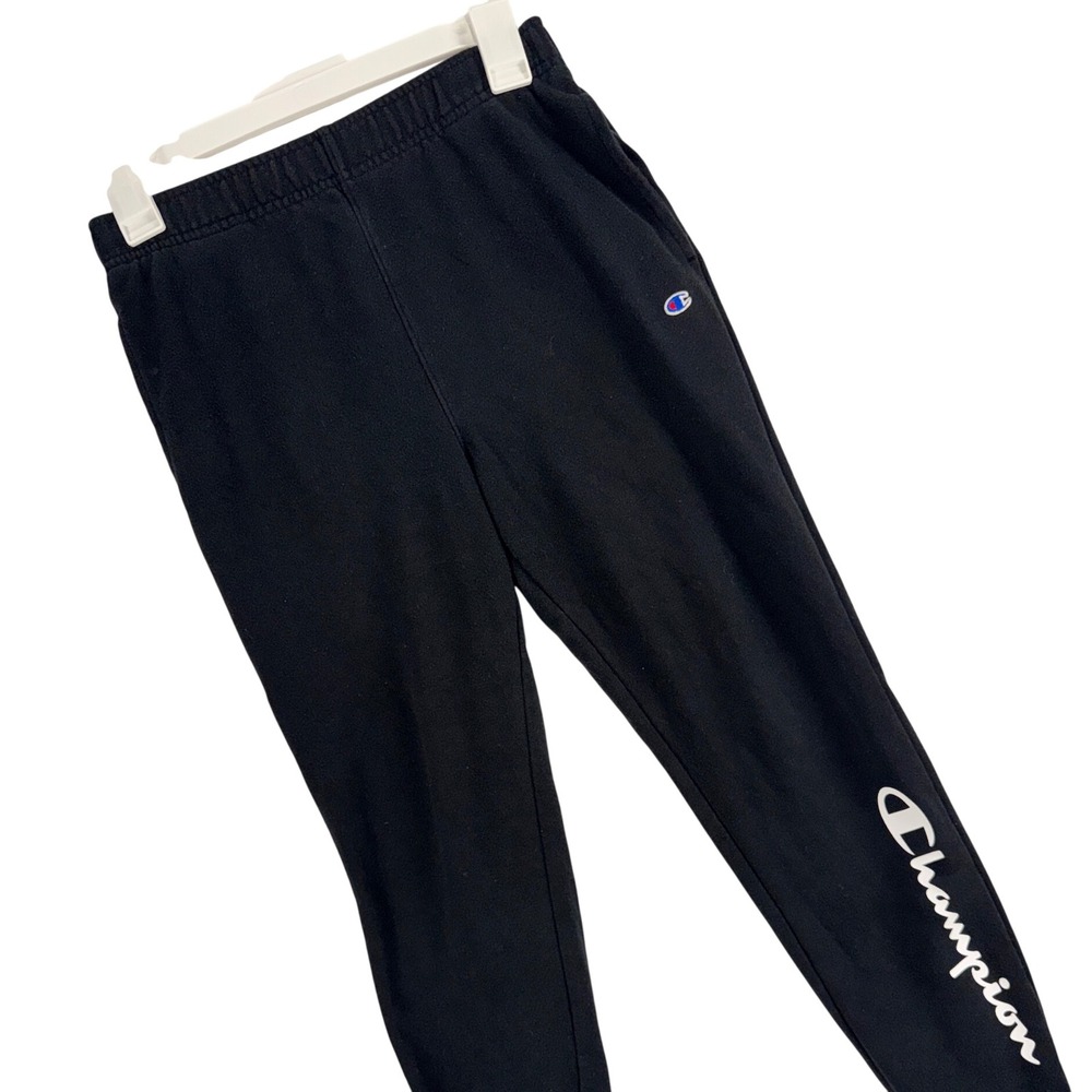 Champion Boys Black Jogger Sweatpants Script Logo Size M 10/12